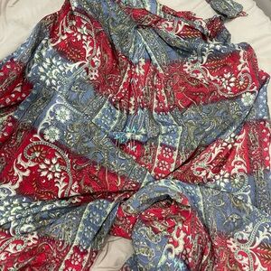 Red and Blue Paisley romper